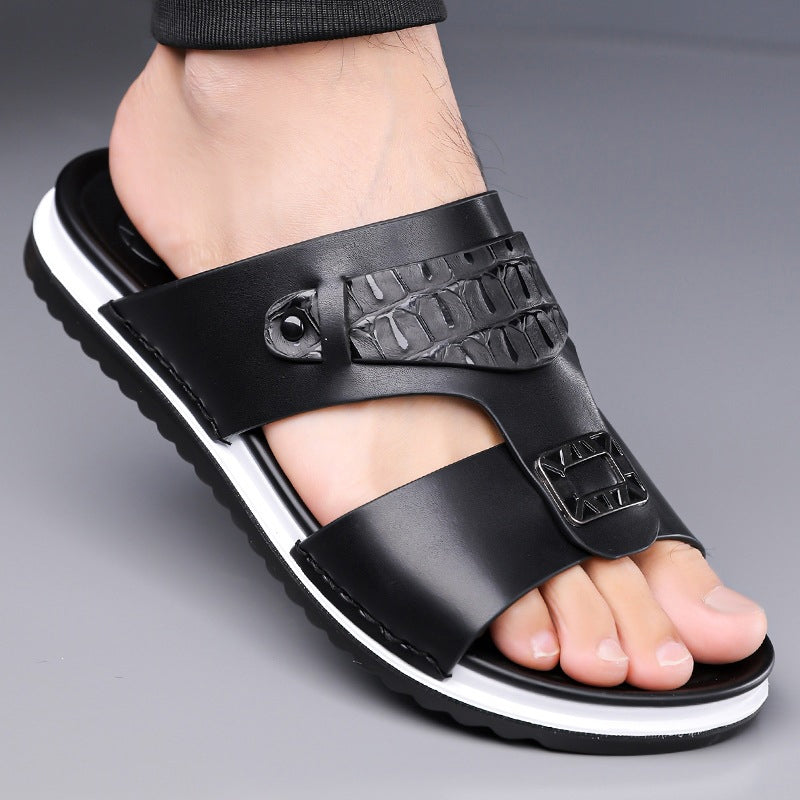 Men's Faux Leather Slip-On Sandals