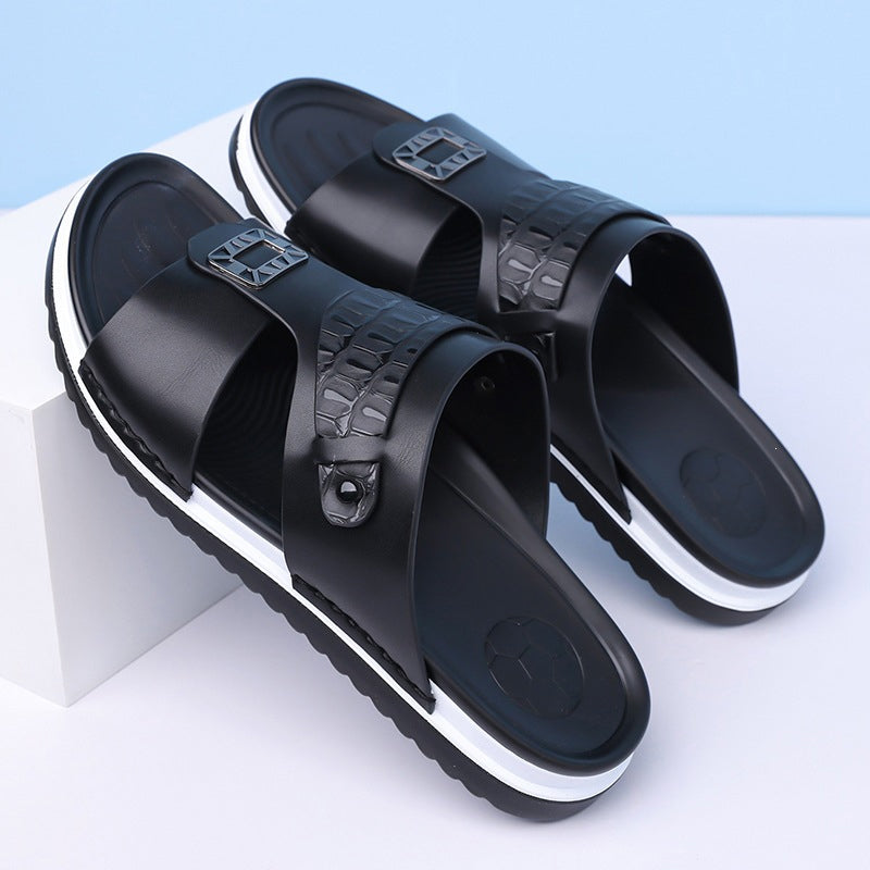 Men's Faux Leather Slip-On Sandals