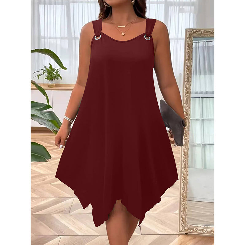 Women's Sleeveless Dress with Asymmetrical Hem