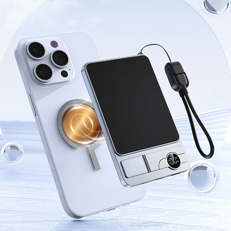 🔋 LIMITED-TIME 50% OFF! ✨ 3-in-1 Magnetic Portable Charger – Wireless, Built-in Stand, Slim 🍃