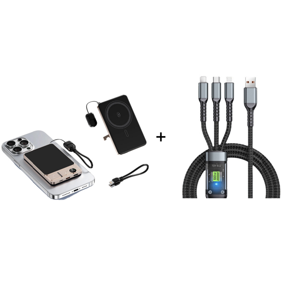 🔋 LIMITED-TIME 50% OFF! ✨ 3-in-1 Magnetic Portable Charger – Wireless, Built-in Stand, Slim 🍃