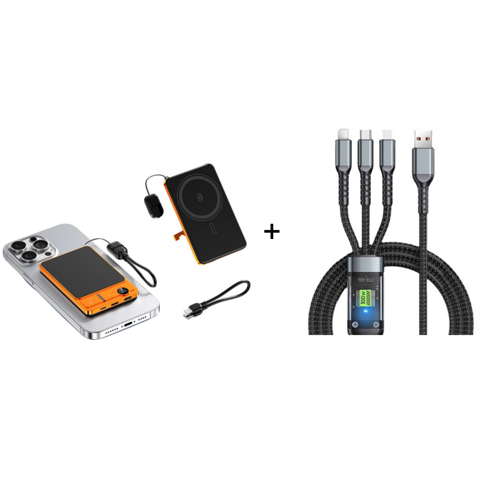 🔋 LIMITED-TIME 50% OFF! ✨ 3-in-1 Magnetic Portable Charger – Wireless, Built-in Stand, Slim 🍃