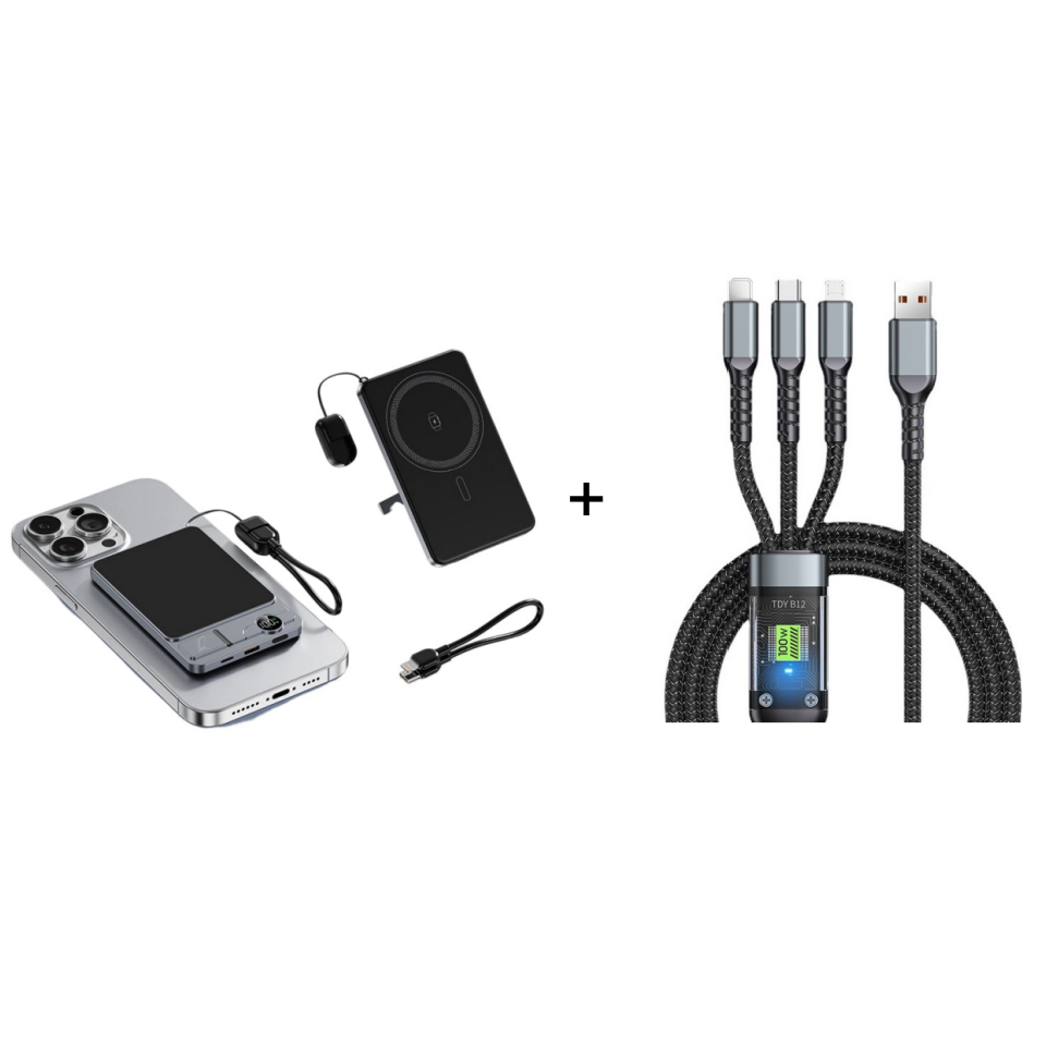🔋 LIMITED-TIME 50% OFF! ✨ 3-in-1 Magnetic Portable Charger – Wireless, Built-in Stand, Slim 🍃