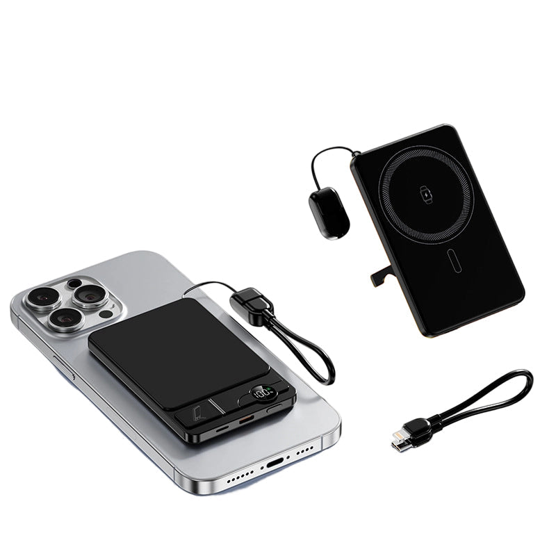 🔋 LIMITED-TIME 50% OFF! ✨ 3-in-1 Magnetic Portable Charger – Wireless, Built-in Stand, Slim 🍃
