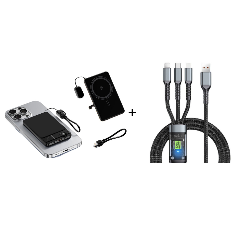 🔋 LIMITED-TIME 50% OFF! ✨ 3-in-1 Magnetic Portable Charger – Wireless, Built-in Stand, Slim 🍃