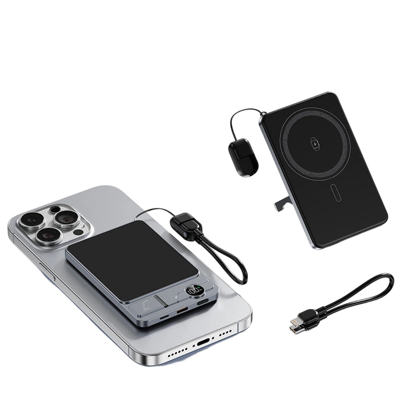 🔋 LIMITED-TIME 50% OFF! ✨ 3-in-1 Magnetic Portable Charger – Wireless, Built-in Stand, Slim 🍃