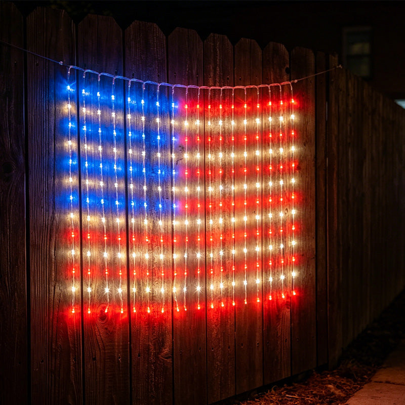 ❤️LIMITED-TIME 50% OFF!✨Patriotic Flag Net Lights – USB, Waterproof, 50,000-Hour✨