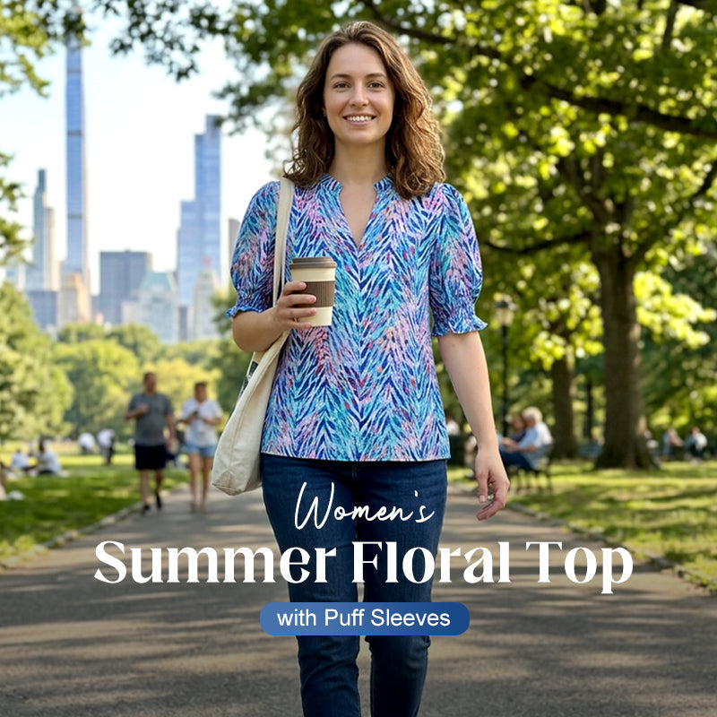 ✨ Women’s Casual Floral Short Sleeve Shirt