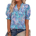 ✨ Women’s Casual Floral Short Sleeve Shirt