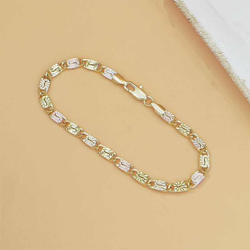 💎 LIMITED-TIME 50% OFF! ✨ Unisex Tri-Color Link Bracelet – Gold/Rose/Silver, Faceted Cut, Lobster Clasp 🖤
