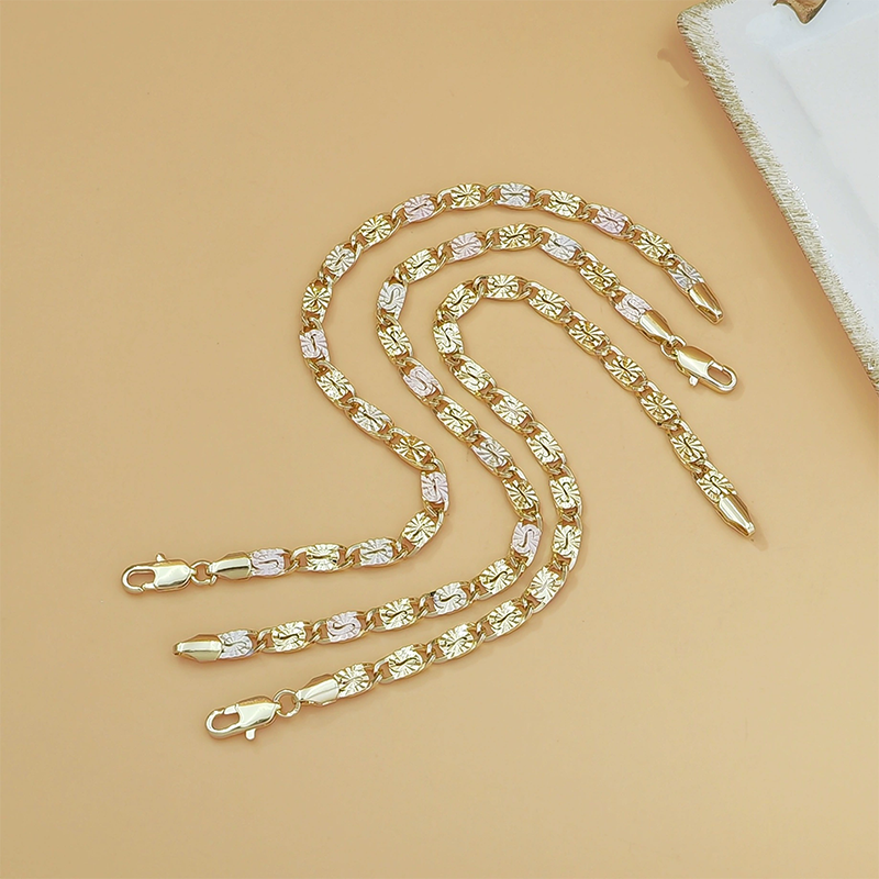 💎 LIMITED-TIME 50% OFF! ✨ Unisex Tri-Color Link Bracelet – Gold/Rose/Silver, Faceted Cut, Lobster Clasp 🖤