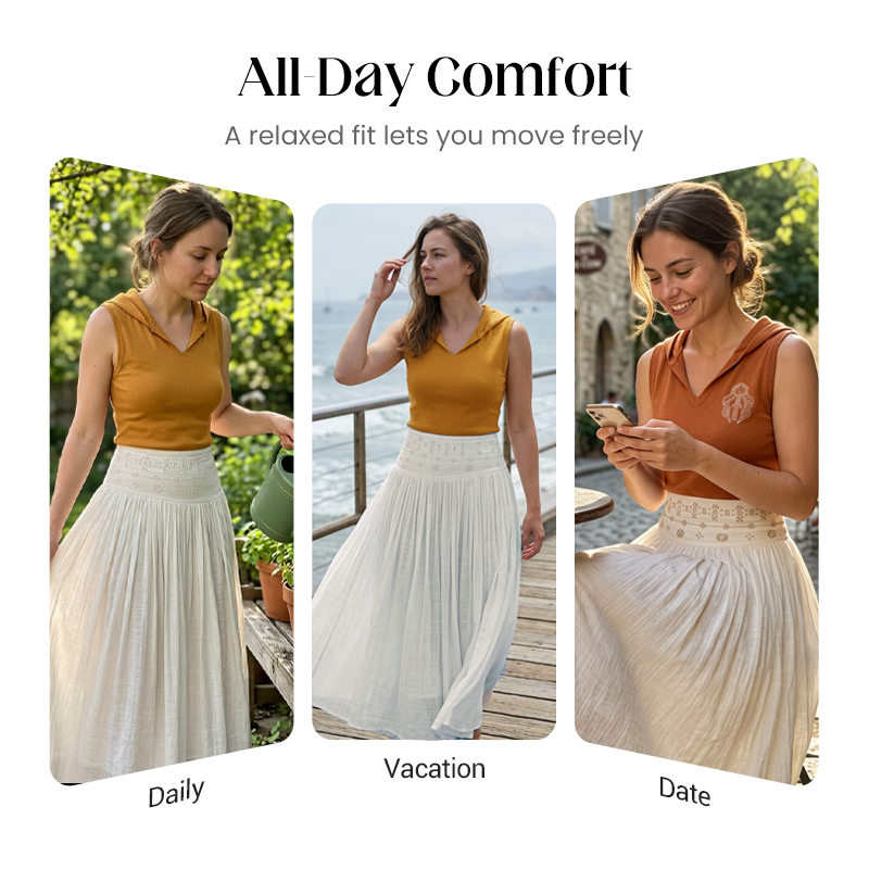Women's High Waist A-Line Long Skirt