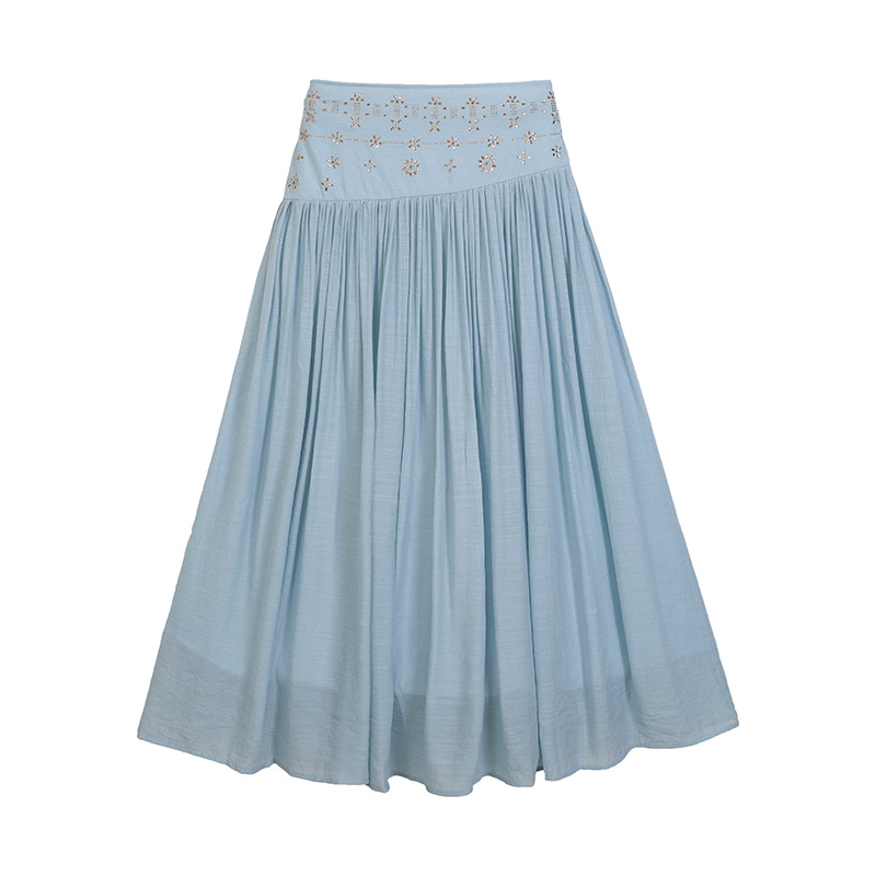 Women's High Waist A-Line Long Skirt