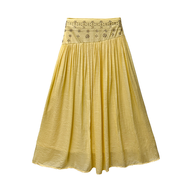 Women's High Waist A-Line Long Skirt