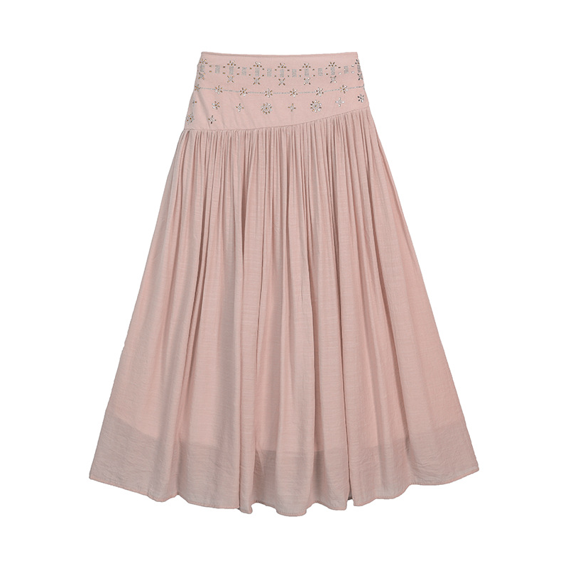 Women's High Waist A-Line Long Skirt
