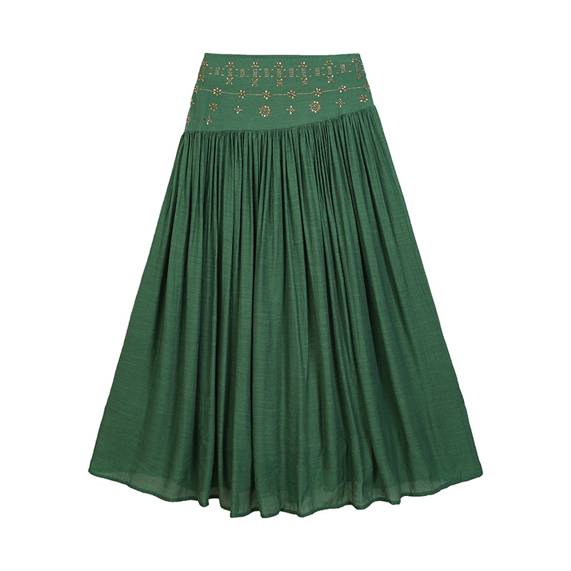 Women's High Waist A-Line Long Skirt