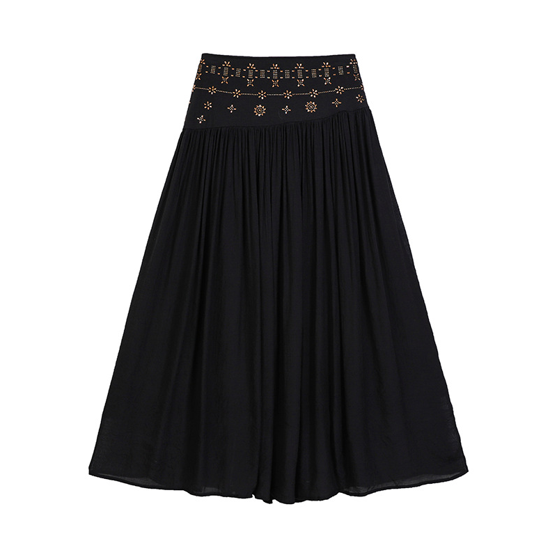 Women's High Waist A-Line Long Skirt