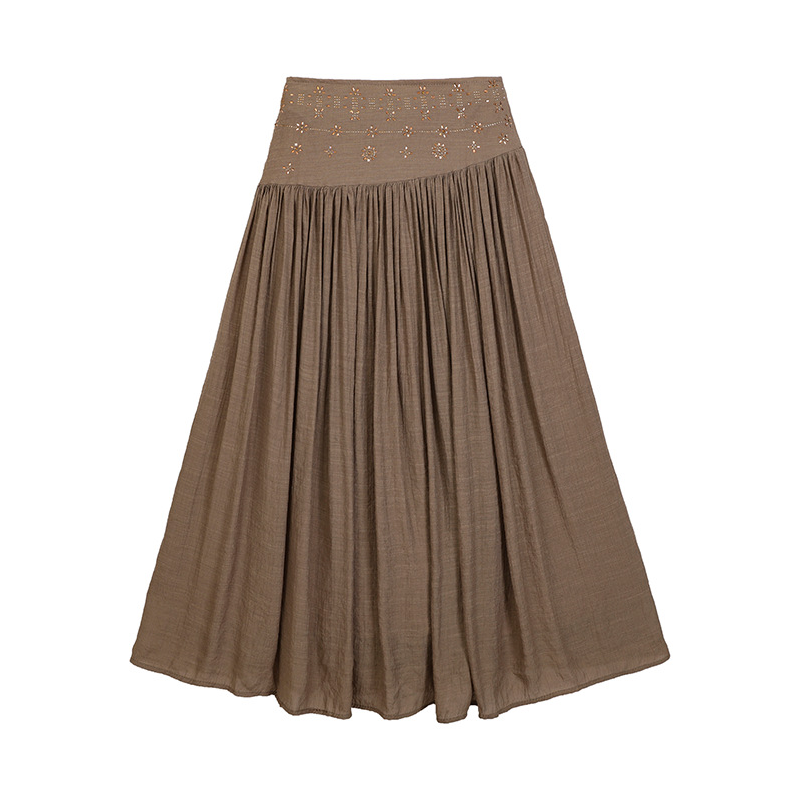 Women's High Waist A-Line Long Skirt