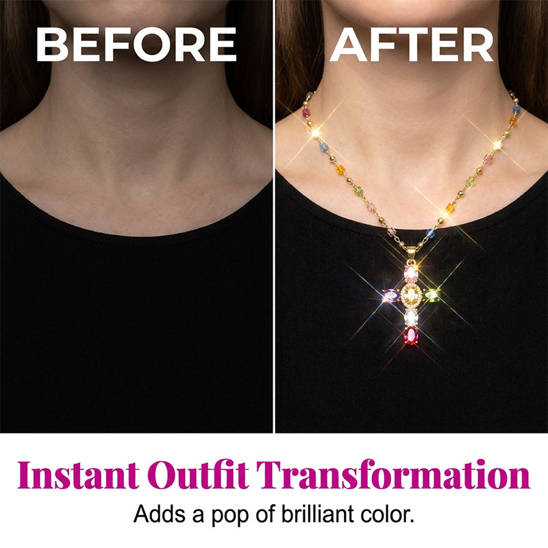 💎 50% OFF NOW! ✨ Women's Colorful Zircon Cross Pendant Necklace – Sparkling & lightweight – Faith-inspired design, perfect for daily wear or gifting – elegant and meaningful ✝️