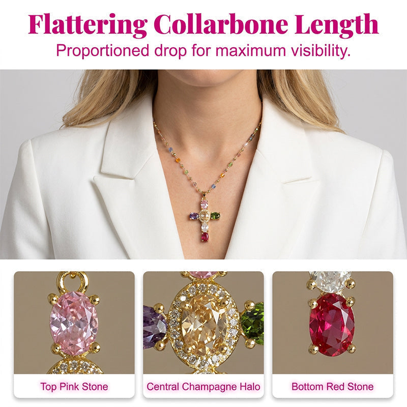 💎 50% OFF NOW! ✨ Women's Colorful Zircon Cross Pendant Necklace – Sparkling & lightweight – Faith-inspired design, perfect for daily wear or gifting – elegant and meaningful ✝️