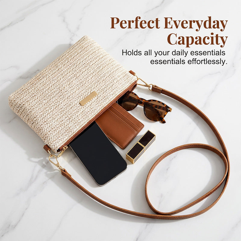 Women's Woven Straw Shoulder Clutch Bag