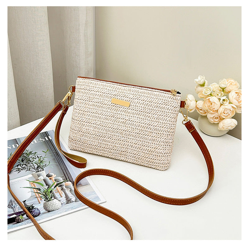 Women's Woven Straw Shoulder Clutch Bag