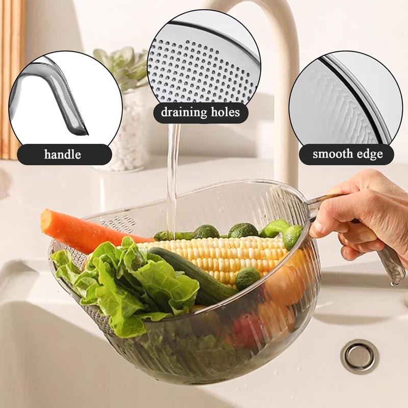 Multipurpose Rice Washing Bowl Strainer with Handle