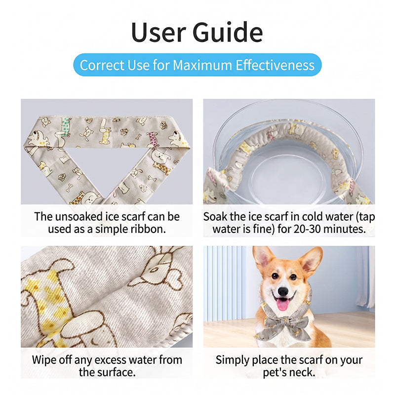 ❄️ Summer Pet Cooling Collar Wrap – Physical Cooling, Reusable, Adjustable 🌊
