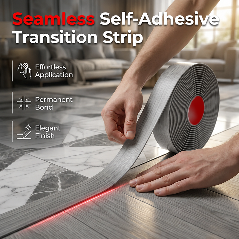 🌀Versatile Self-Adhesive Floor Transition – Flexible to Bend, Cuts to Length, Works on Tile, Wood, Laminate, Concrete