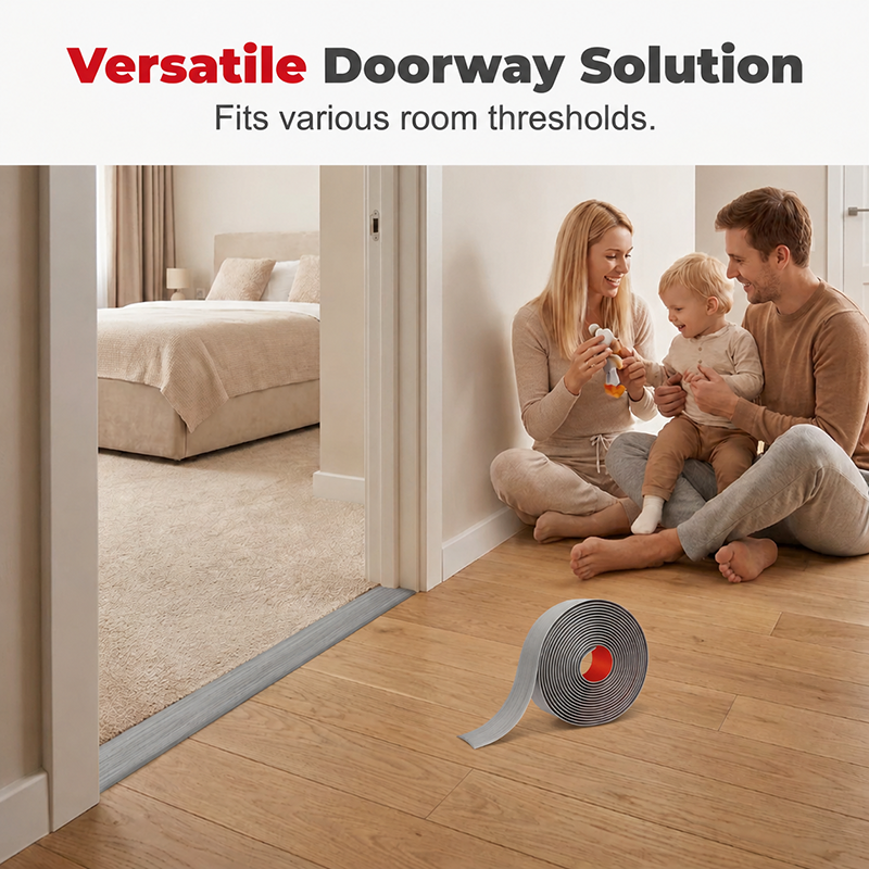 🌀Versatile Self-Adhesive Floor Transition – Flexible to Bend, Cuts to Length, Works on Tile, Wood, Laminate, Concrete