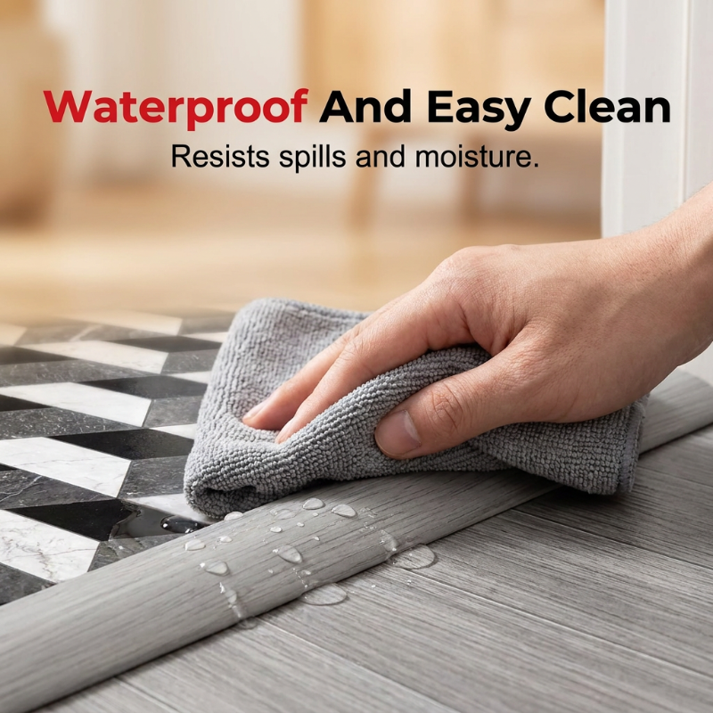 🌀Versatile Self-Adhesive Floor Transition – Flexible to Bend, Cuts to Length, Works on Tile, Wood, Laminate, Concrete