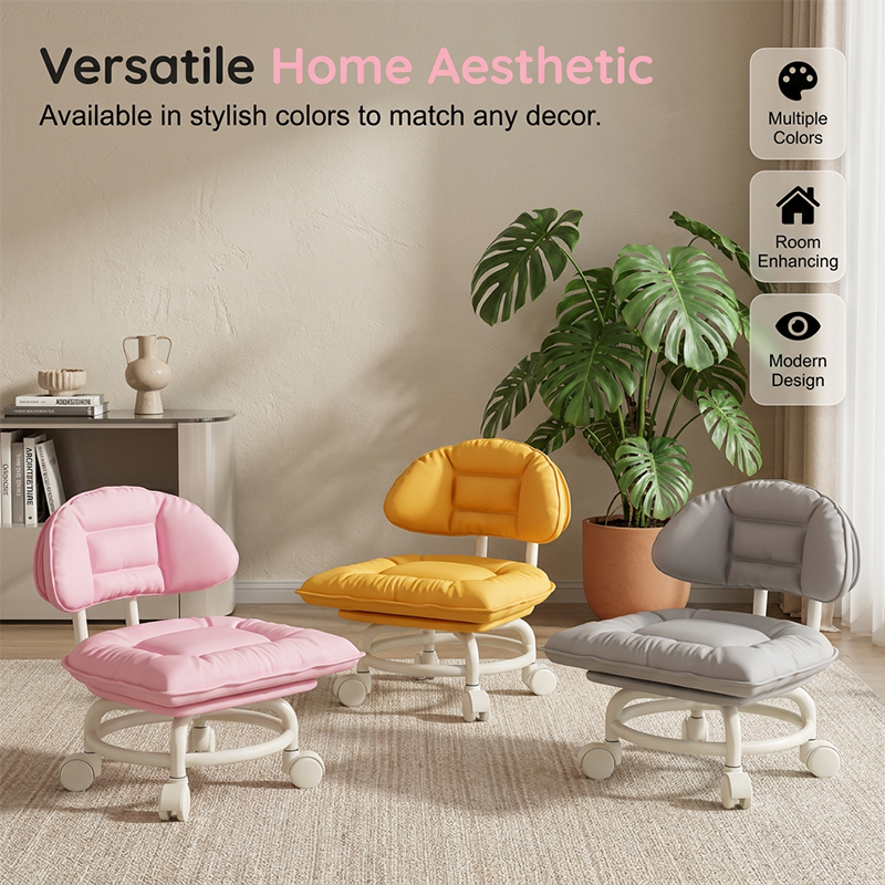 🪑 Rolling Low Stool with Backrest