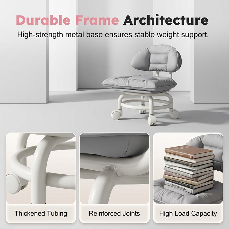 🪑 Rolling Low Stool with Backrest