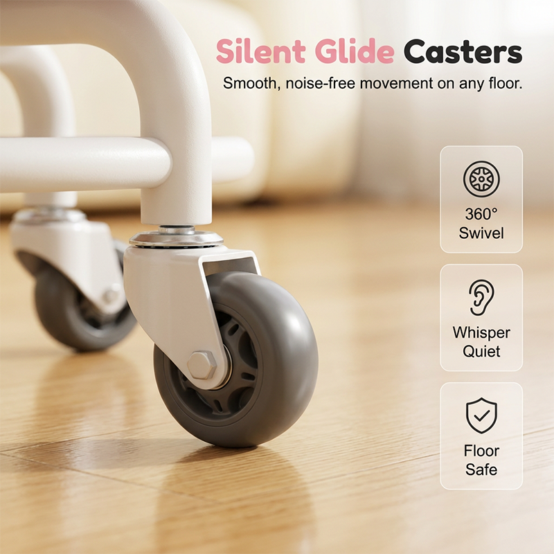 🪑 Rolling Low Stool with Backrest