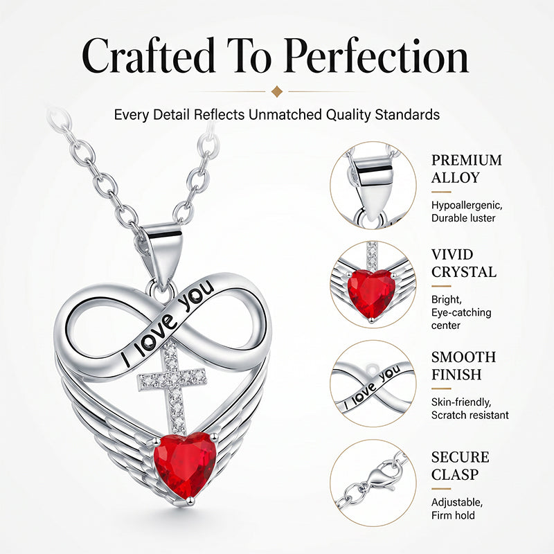 🥳2026 HOT SALE🥳💞50K+ SOLD!✨ 💝 Infinity Heart Cross Necklace with Wing Pendant – Faith & Eternal Love ✨