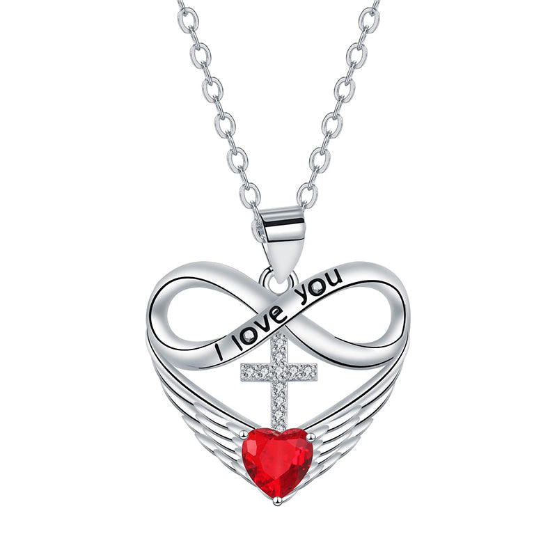 🥳2026 HOT SALE🥳💞50K+ SOLD!✨ 💝 Infinity Heart Cross Necklace with Wing Pendant – Faith & Eternal Love ✨