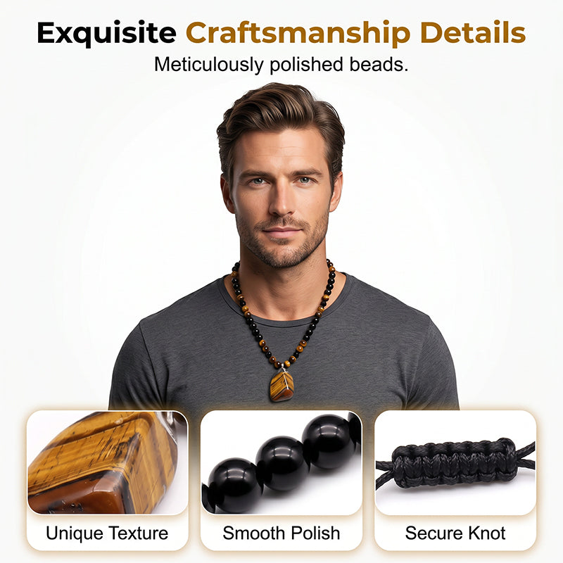 🦁Men's Natural Tiger's‑Eye Beaded Necklace‑Stylish Energy Healing Stone Jewelry for Daily & Gift‑Giving