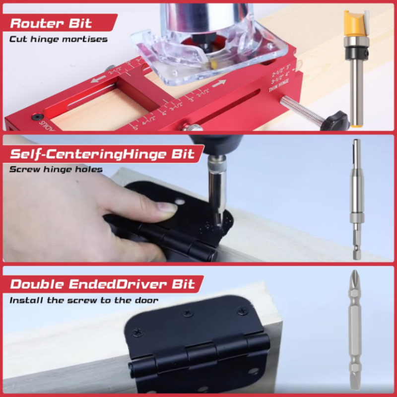 🔥50% OFF NOW🚪Adjustable Door Hinge Mortise Jig Kit, Woodworking Locator Tool for Cabinet & Door Hinge Installation