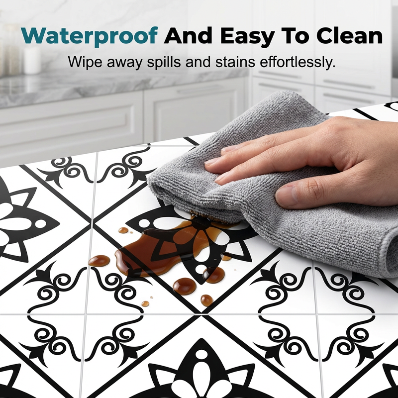 Waterproof & Non-Slip Floor Tile Stickers for Kitchen & Bathroom