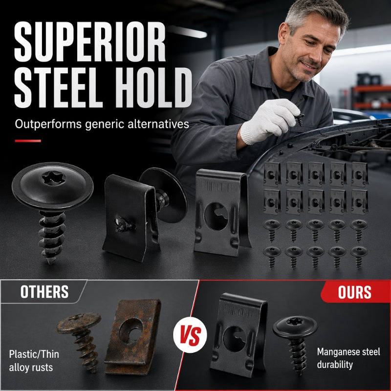 🎉 2026 Sale — Over 46,000 Sold 🔩 Universal Car Metal U-Type Clips & Screws Set 🚗