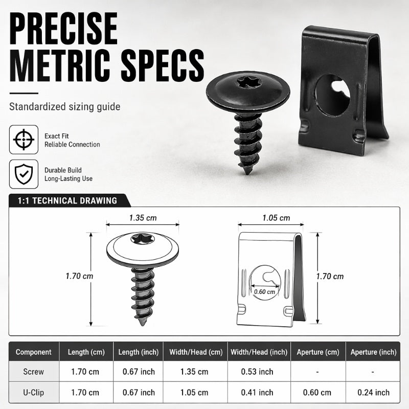 🎉 2026 Sale — Over 46,000 Sold 🔩 Universal Car Metal U-Type Clips & Screws Set 🚗