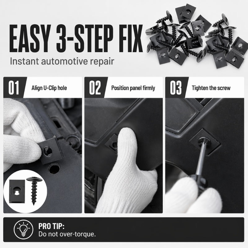 🎉 2026 Sale — Over 46,000 Sold 🔩 Universal Car Metal U-Type Clips & Screws Set 🚗