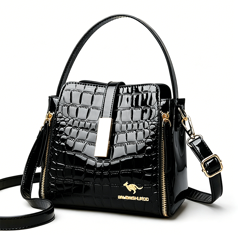 Glossy Crocodile Pattern Women's Handbag