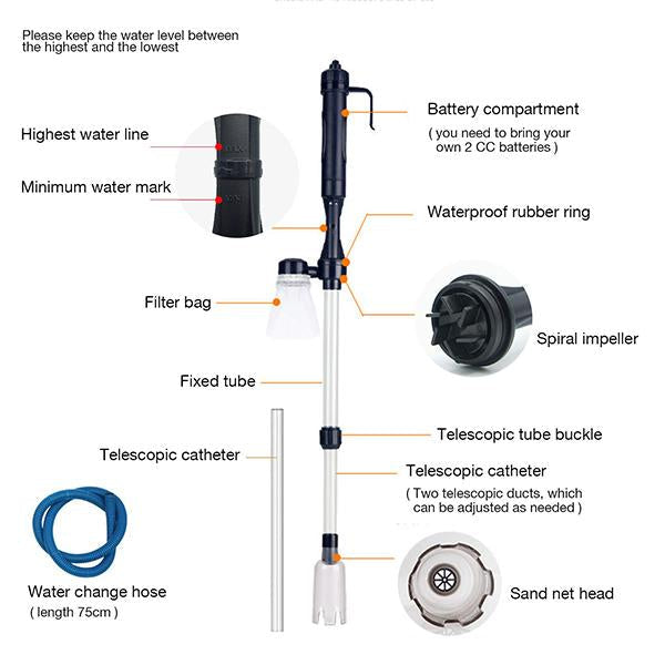 🐠 Get 50% off now! Electric aquarium gravel cleaner—battery-operated, adjustable length, and easy to use—suitable for all aquariums 🧹🐟