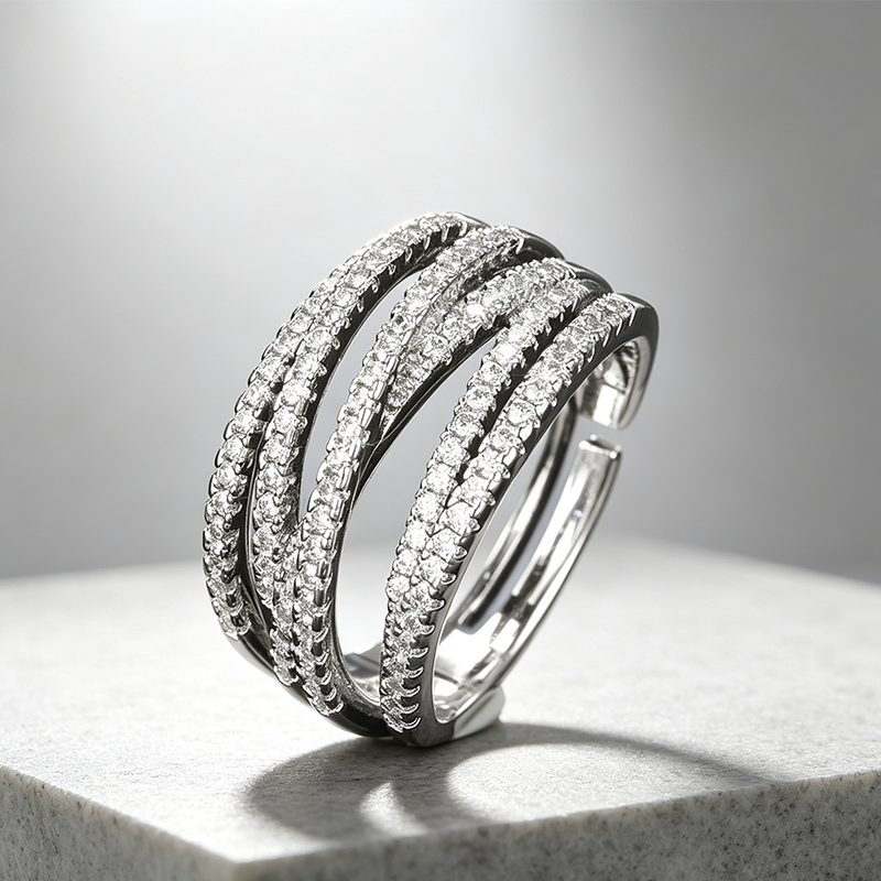 💫 Adjustable Multi-Band Crossover Ring – Fashion Jewelry ✨