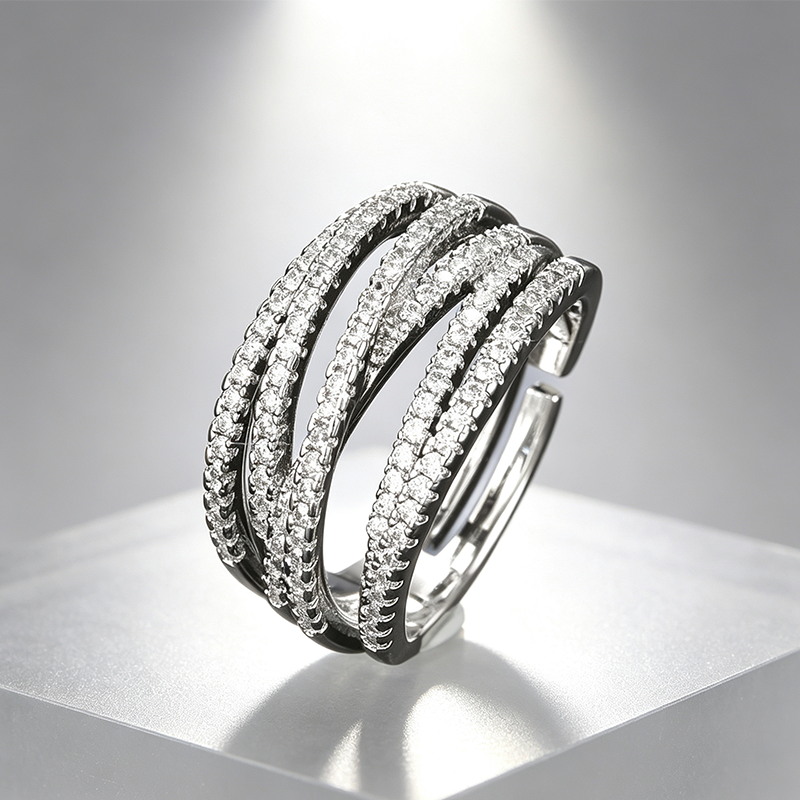 💫 Adjustable Multi-Band Crossover Ring – Fashion Jewelry ✨