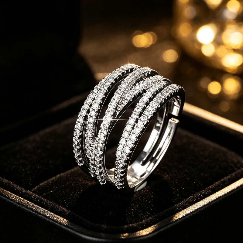 💫 Adjustable Multi-Band Crossover Ring – Fashion Jewelry ✨