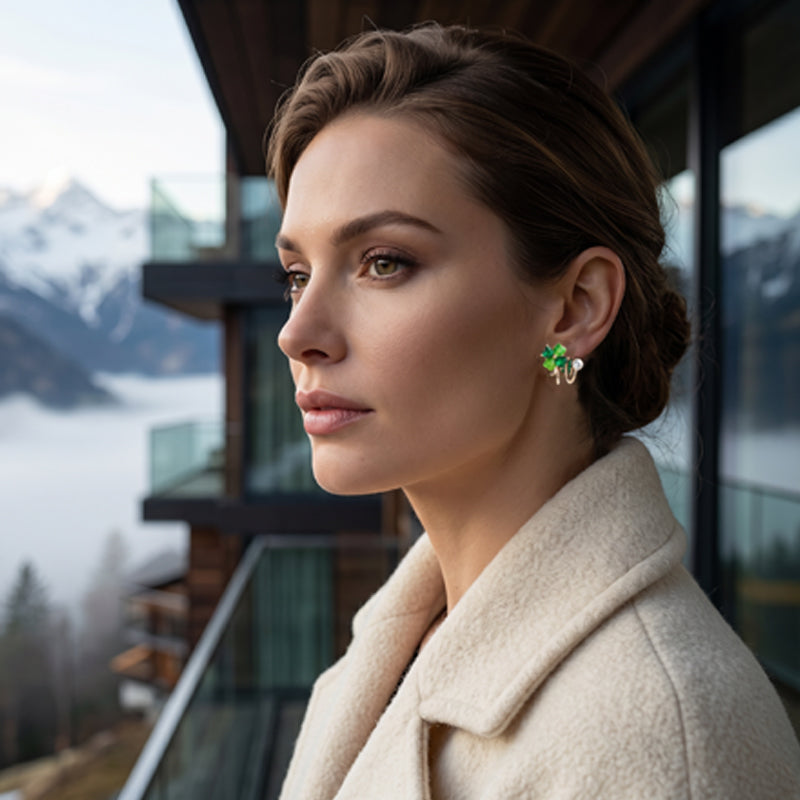 🎉 2026 Sale — Over 41,000 Sold!🍀Four-Leaf Clover Huggie Hoop Earrings – Lucky Charm, Lightweight 💚