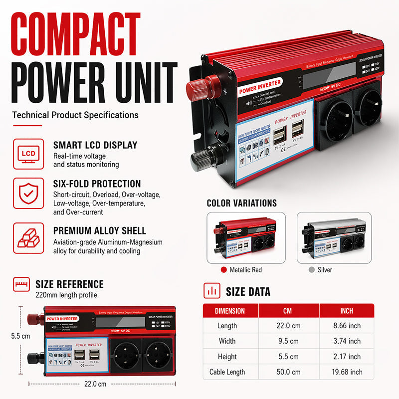 ⏰🔥LIMITED TIME 50% OFF!🔥High-Power 12V to 230V Car Power Inverter 