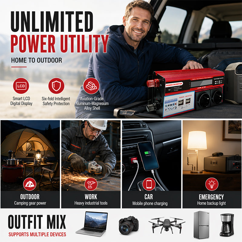 ⏰🔥LIMITED TIME 50% OFF!🔥High-Power 12V to 230V Car Power Inverter 
